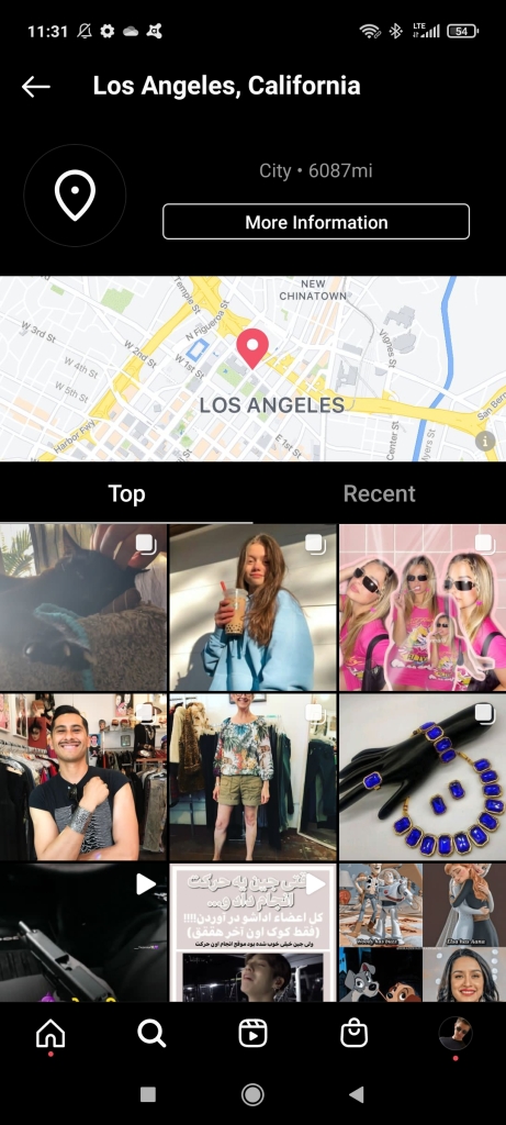 Instagram location posts example