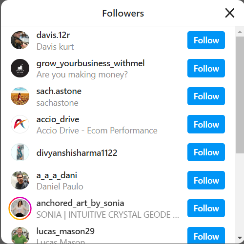 Followers on Instagram