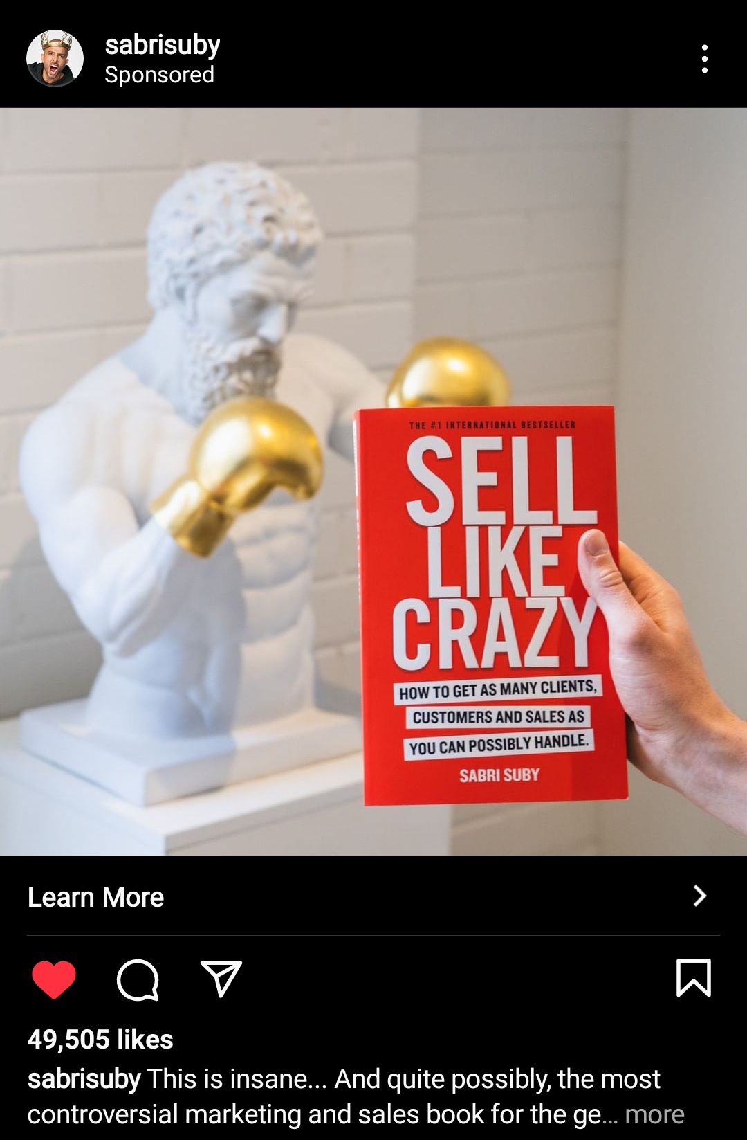 Sabri Suby's ad for his Sell Like Crazy book
