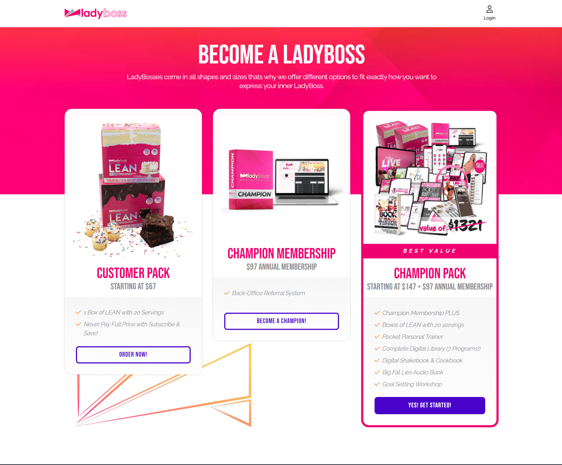 Lady Boss landing page example